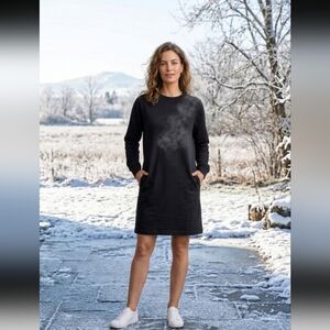 Pact Black Organic Cotton Blend Clothing Sweatshirt Dress W Brushed Fleece Inter